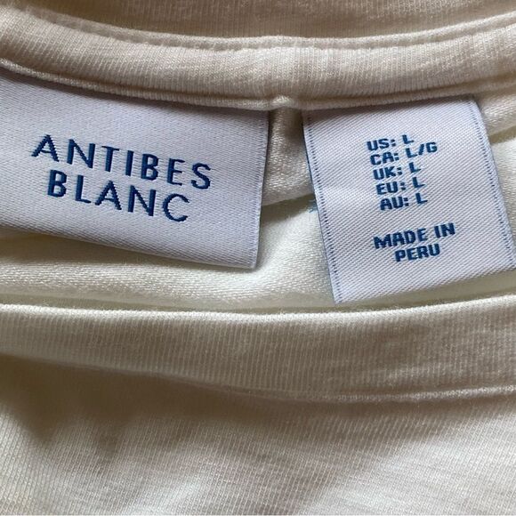 Antibes Blanc White 3/4 Sleeve Shirt Size Large - Picture 3 of 9
